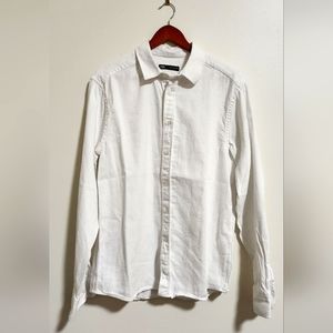 Men's Zara White Woven Button Down L